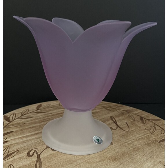 Partylite Purple Lilac Frosted Glass Tulip Large Candle Holder Vase - Picture 6 of 10